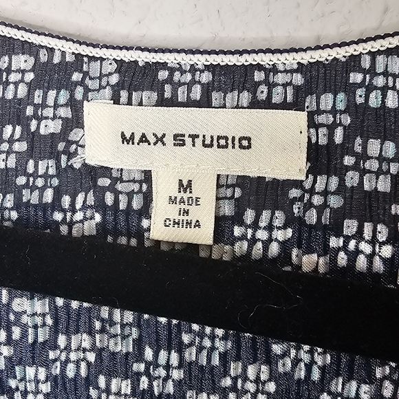 Max Studio Shirred Flowy Midi Lined Dress Blue Teal Size M Medium - Picture 5 of 12